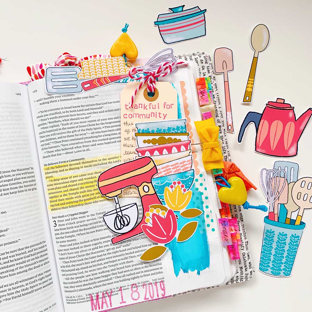 Print and Pray Hybrid Bible Journaling by Cristin Howell using digital printables | Christ in Community | Acts 2