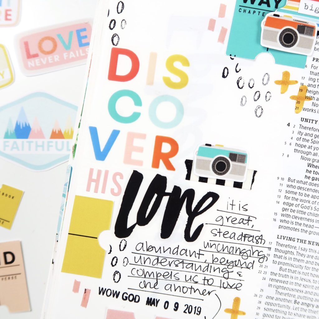 Print and Pray Bible Journaling Process Video by Jillian aka Hello Jillsky using digital printables | Discover His Love | Faithful Journey by Shawna Clingerman | Better Together Collab | Ephesians 3:18