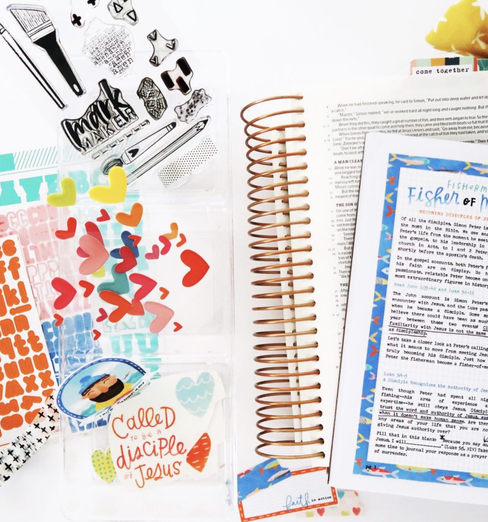 Print and Pray Bible Journaling Process Video by Jillian aka Hello Jillsky using digital printables | Fishers of Men Digital Devotional Kit | Luke 5:4-5