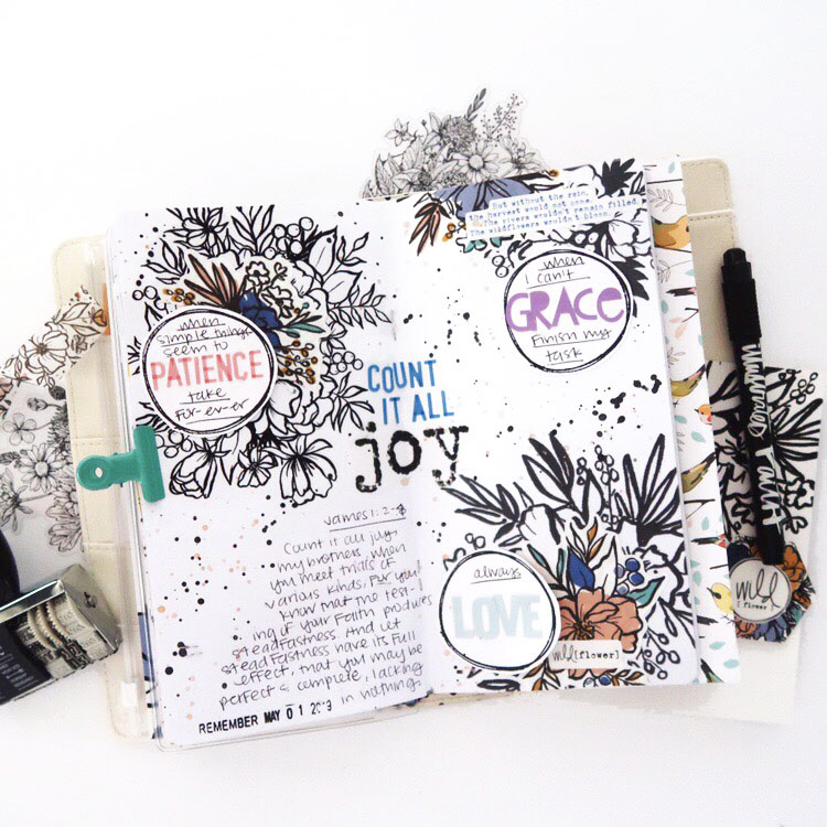 Traveler's Notebook Process Video by Jillian aka Hello Jillsky | Wild[flower] Devotional Kit | Wild Surrender | James 1:2-4