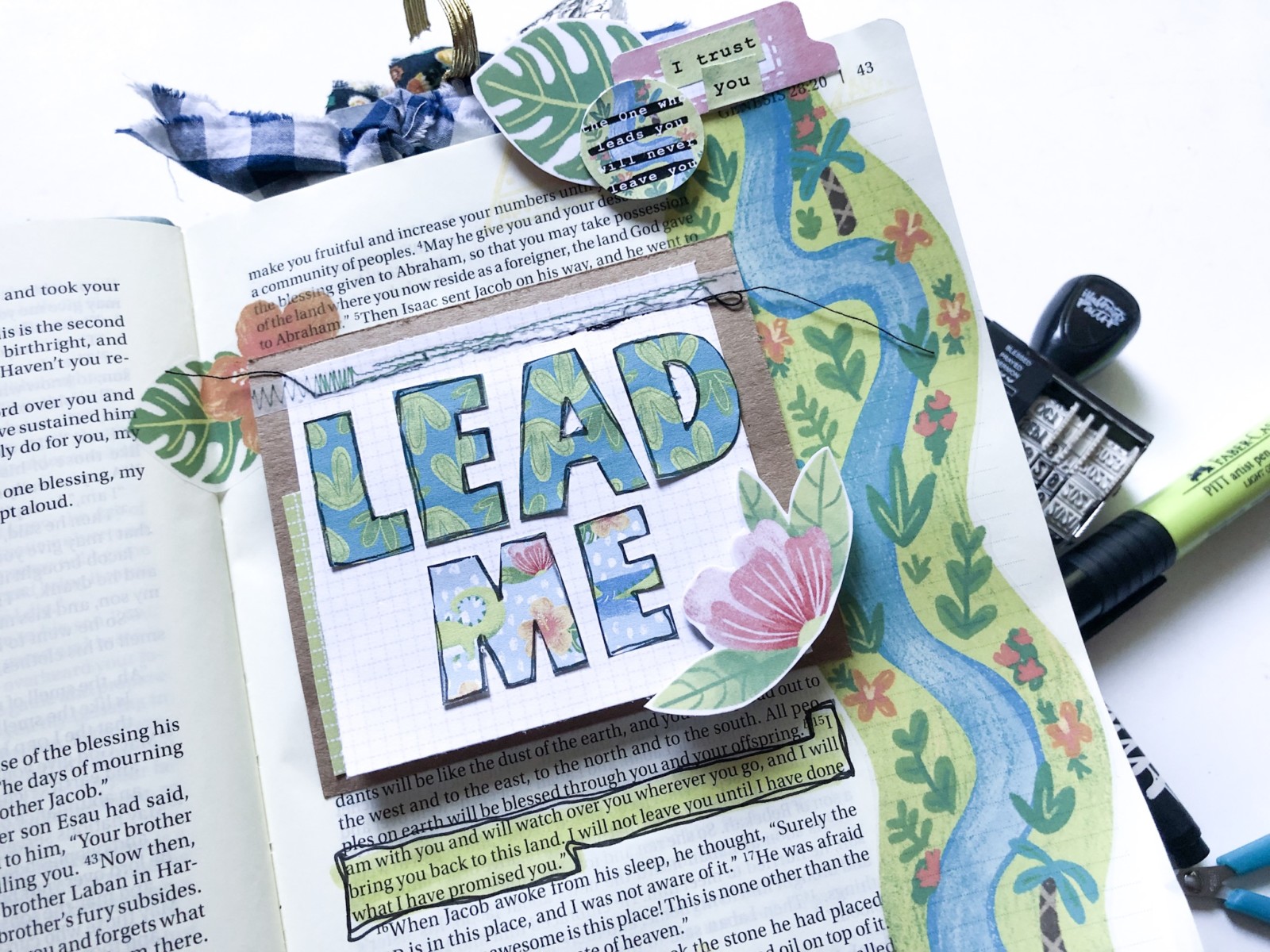 Print and Pray Hybrid Bible Journaling by Rebecca Jensen using digital printables | Never Alone | Genesis 28:15