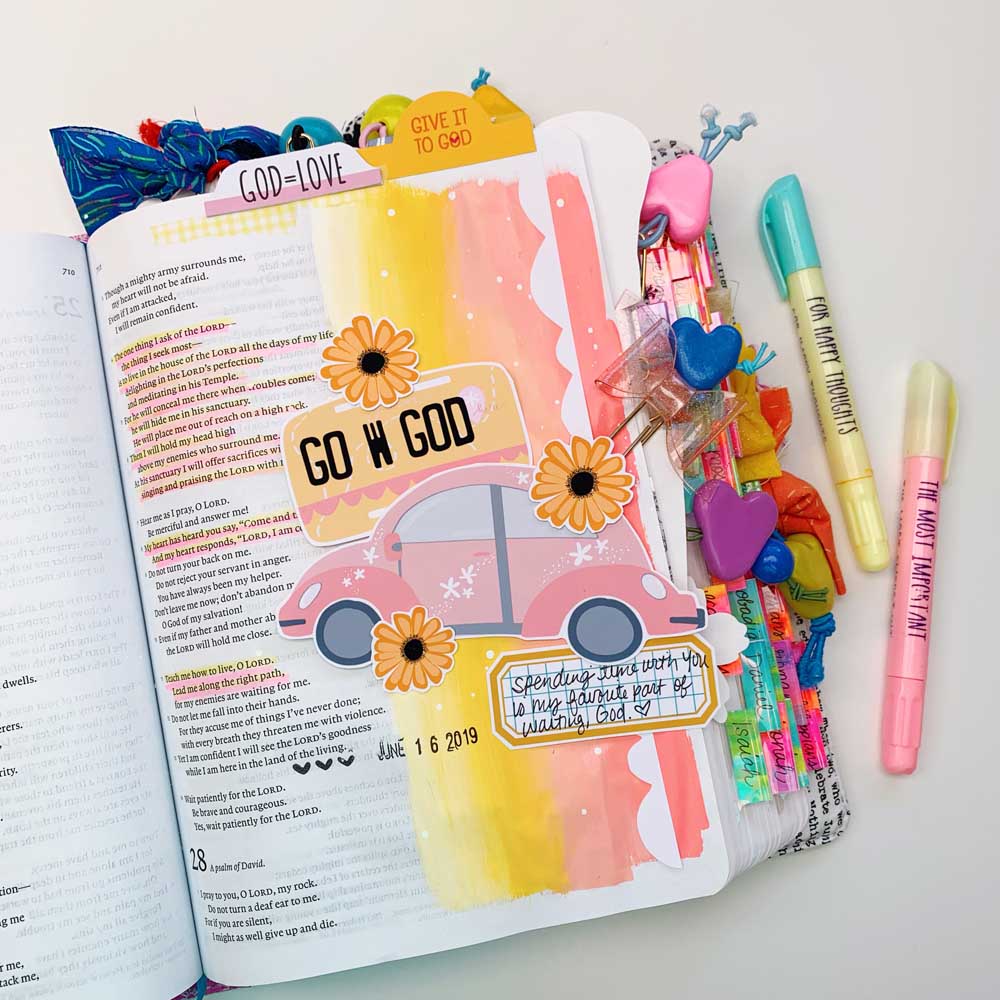 Print and Pray Hybrid Mixed Media Bible Journaling Tutorial by Cristin Howell using digital printables | Add a Color Gradient to Your Margins | Psalm 27