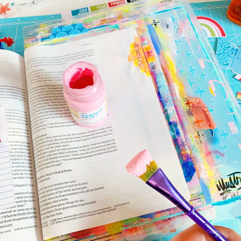 Mixed Media Hybrid Bible Journaling by Cristin Howell using digital printables | Nothing's Impossible for God | Luke 1:37