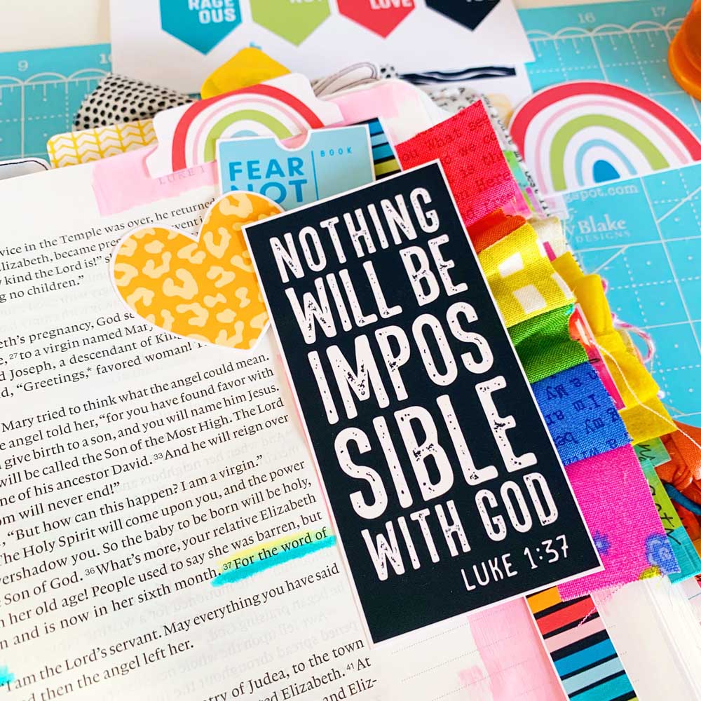 Mixed Media Hybrid Bible Journaling by Cristin Howell using digital printables | Nothing's Impossible for God | Luke 1:37