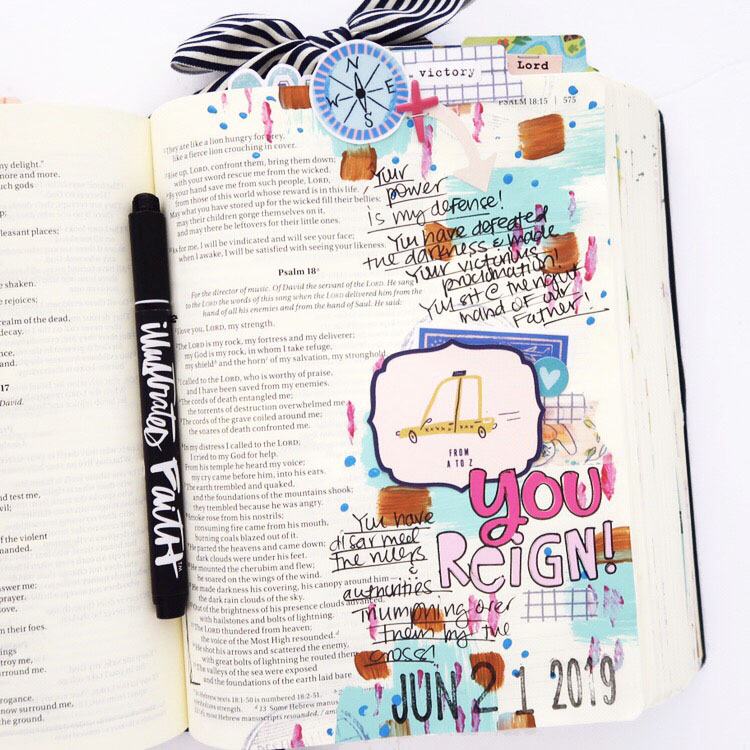 Revival Camp 2019 | Bible Journaling Process Video by Jillian aka Hello Jillsky | Victory Through Praise Psalm 18 | Bible journaling devotional kits