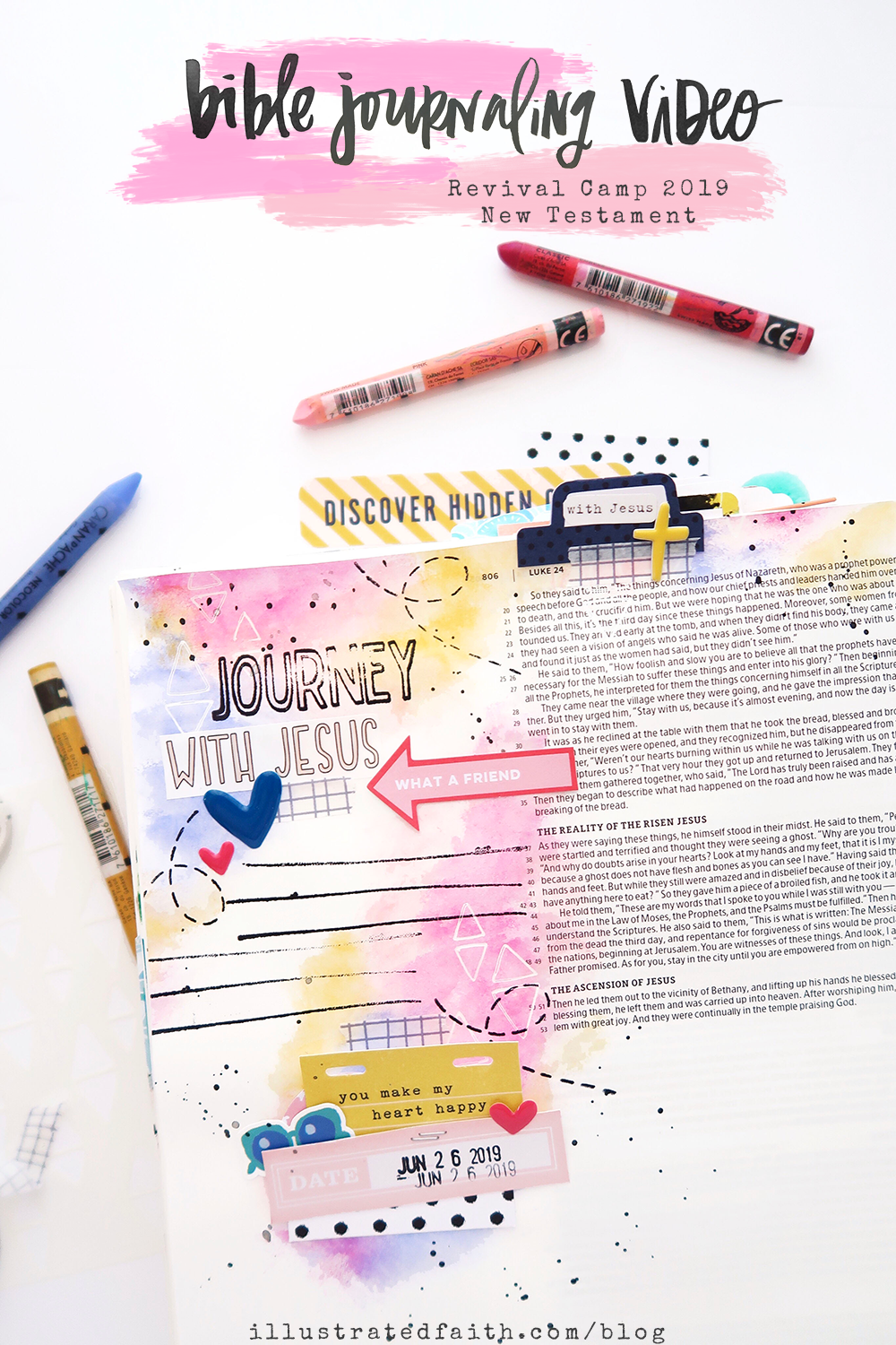 Mixed Media Bible Journaling Process Video by Jillian aka Hello Jillsky | Revival Camp New Testament | Luke 24