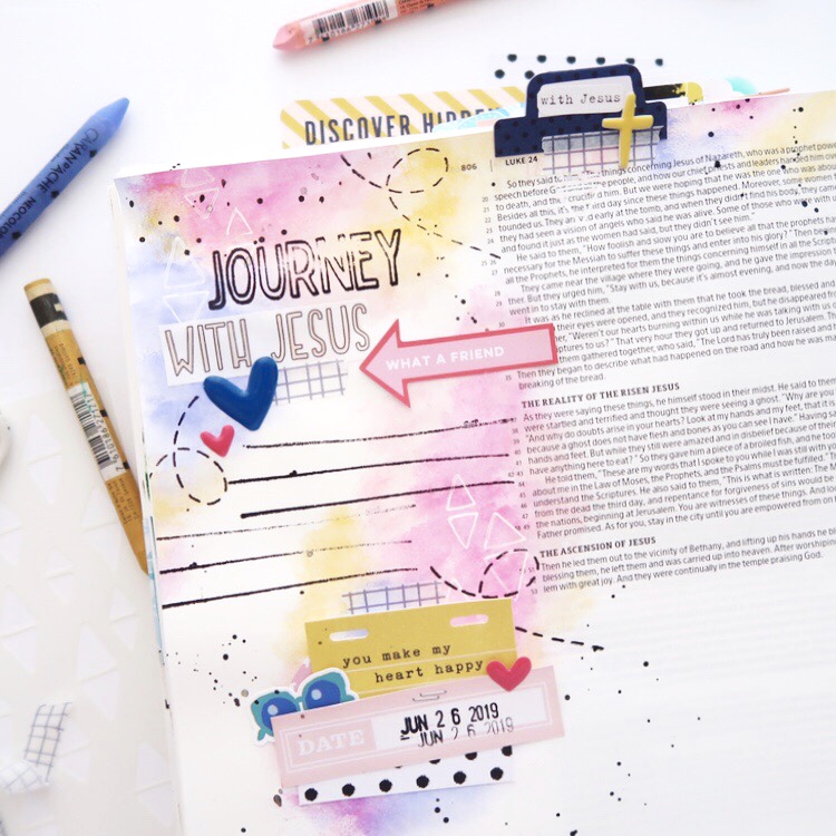 Mixed Media Bible Journaling Process Video by Jillian aka Hello Jillsky | Revival Camp New Testament | Luke 24