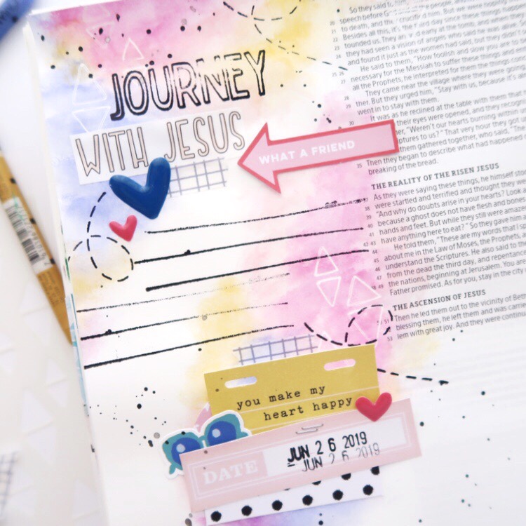 Mixed Media Bible Journaling Process Video by Jillian aka Hello Jillsky | Revival Camp New Testament | Luke 24