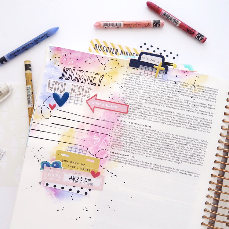 Mixed Media Bible Journaling Process Video by Jillian aka Hello Jillsky | Revival Camp New Testament | Luke 24