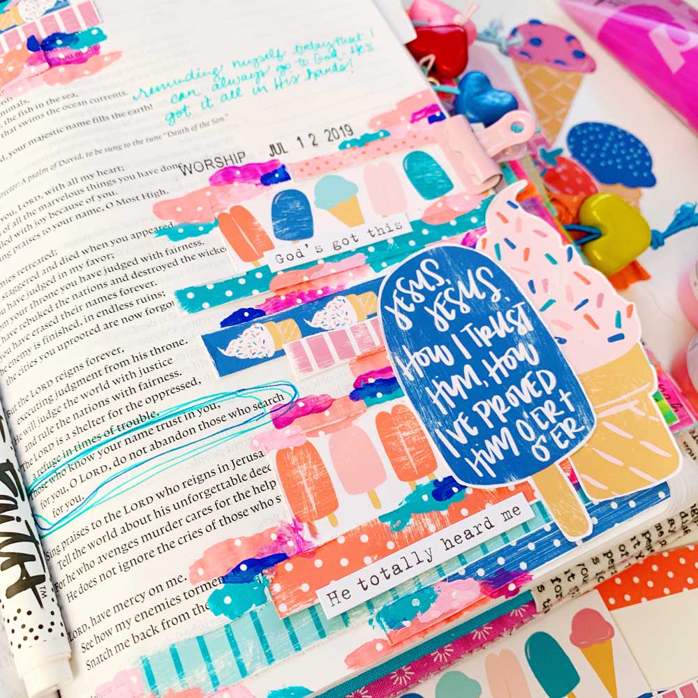 Print and Pray Hybrid Bible Journaling Tutorial by Cristin Howell using digital printables | Let's Use Washi Strips! | Psalm 9:10