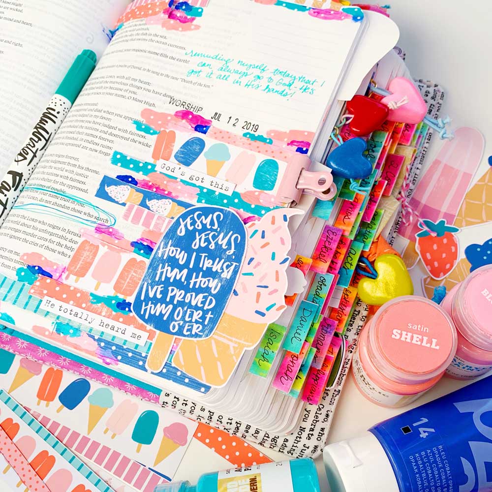 Print and Pray Hybrid Bible Journaling Tutorial by Cristin Howell using digital printables | Let's Use Washi Strips! | Psalm 9:10