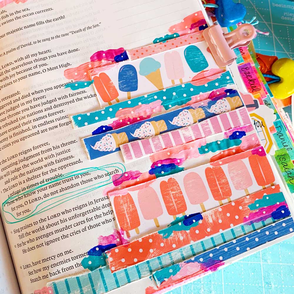 Print and Pray Hybrid Bible Journaling Tutorial by Cristin Howell using digital printables | Let's Use Washi Strips! | Psalm 9:10