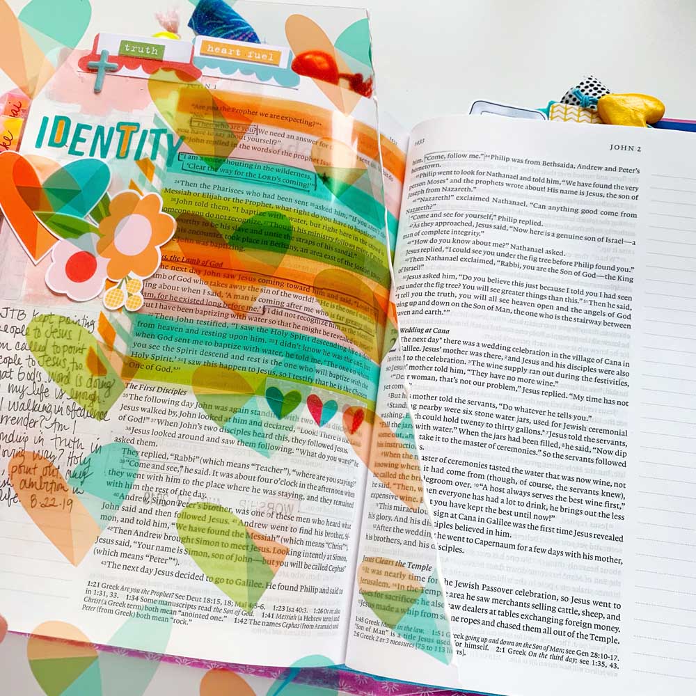 Print and Pray Hybrid Bible Journaling Tutorial by Cristin Howell using digital printables | Creating with Transparencies