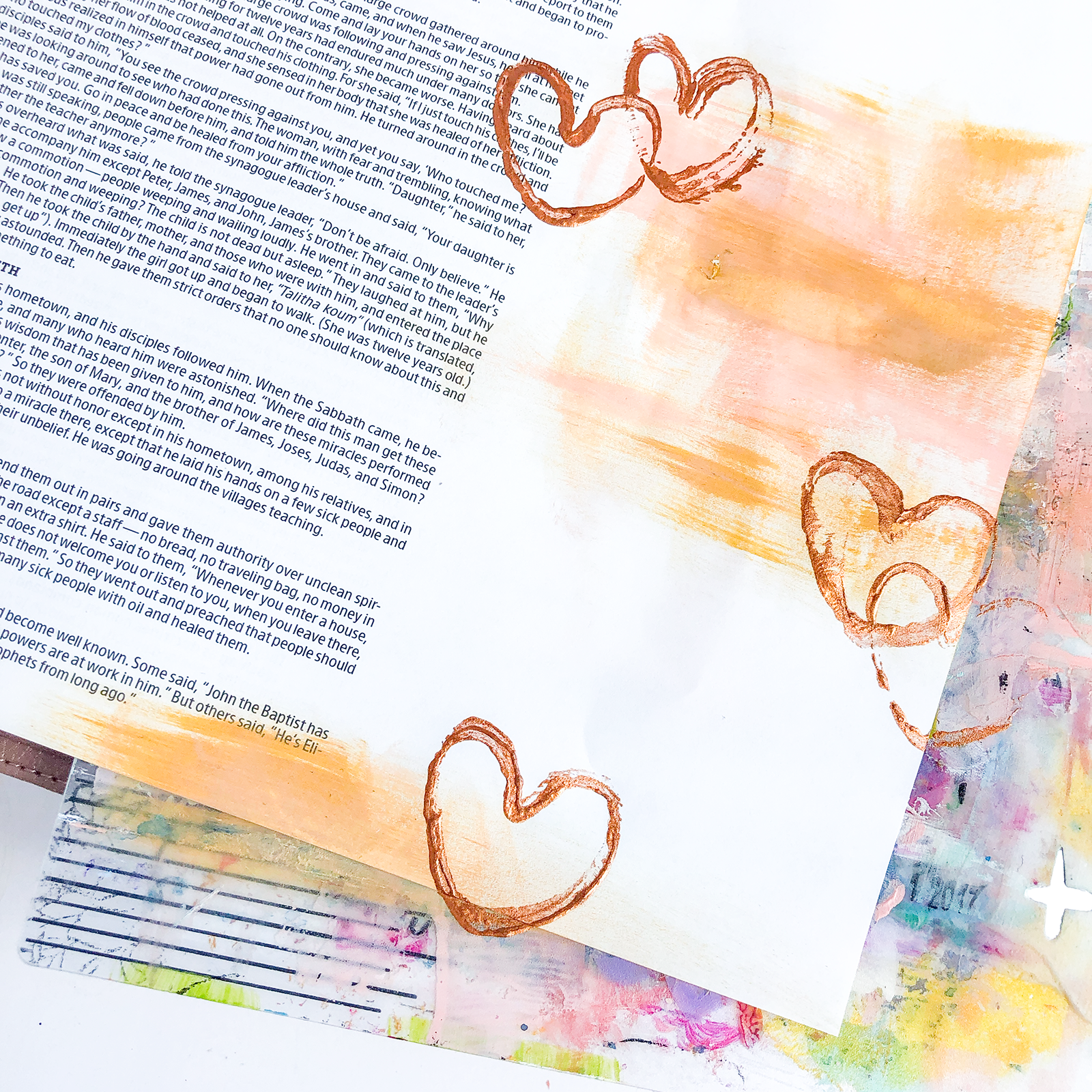 mixed media bible journaling tutorial by heather greenwood | creating a cardboard heart stamp | Illustrated Faith Heart Layers Devotional Kit | Mark 5