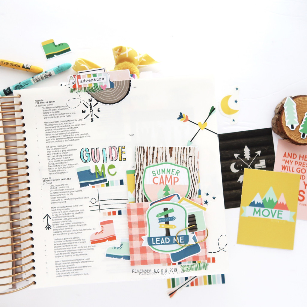 Print and Pray Hybrid Bible Journaling Process Video by Jillian aka Hello Jillsky using digital printables | Camp Kumbaya | Psalm 25:4-5