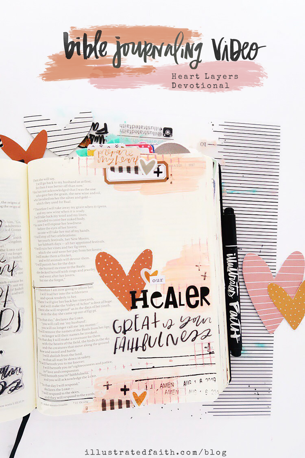 Heart Layers Bible Journaling Process Video by Jillian aka Hello Jillsky | Hosea 2