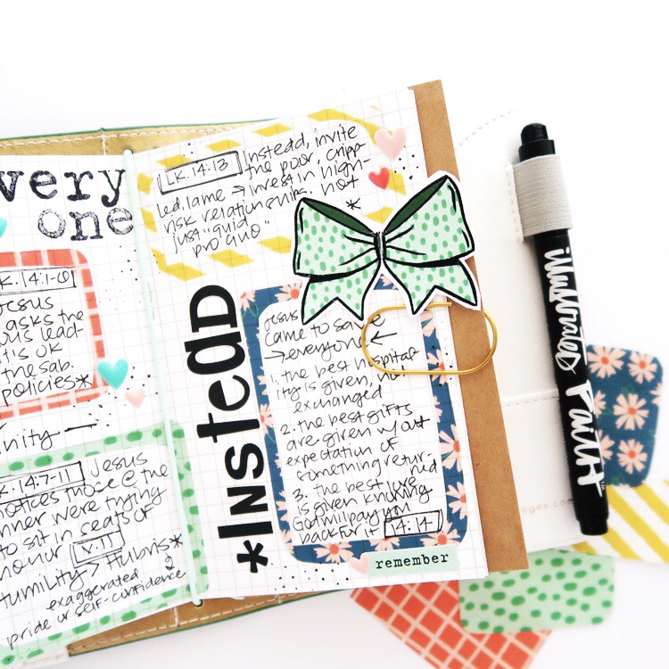 Print and Pray Hybrid Travelers Notebook Journaling with Sermon Notes Process Video by Jillian aka Hello Jillsky using digital printables | Put a Bow On It