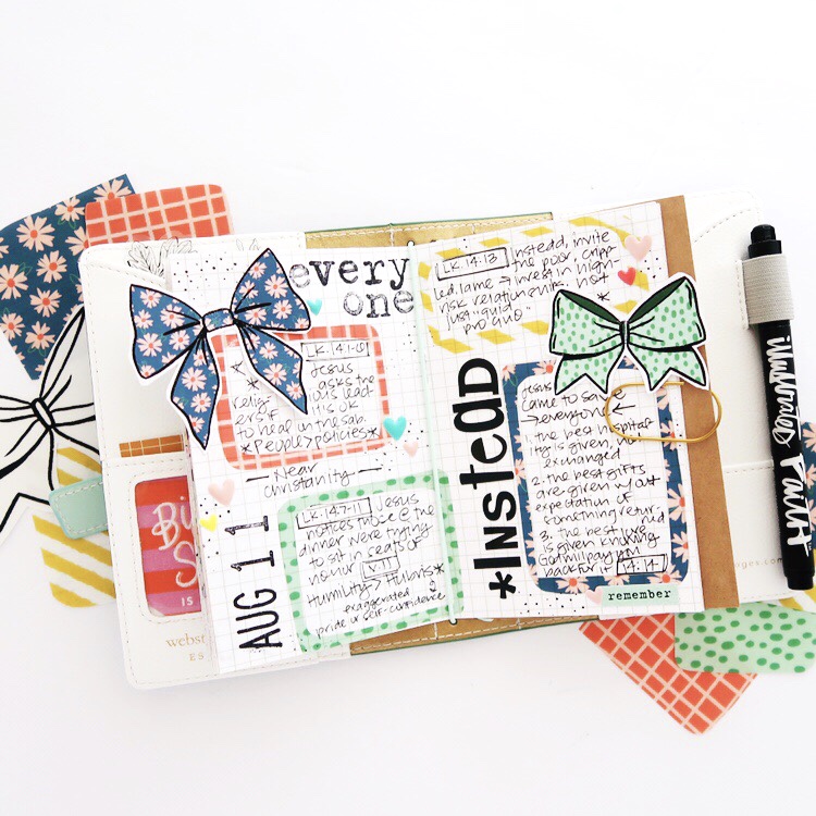 Print and Pray Hybrid Travelers Notebook Journaling with Sermon Notes Process Video by Jillian aka Hello Jillsky using digital printables | Put a Bow On It