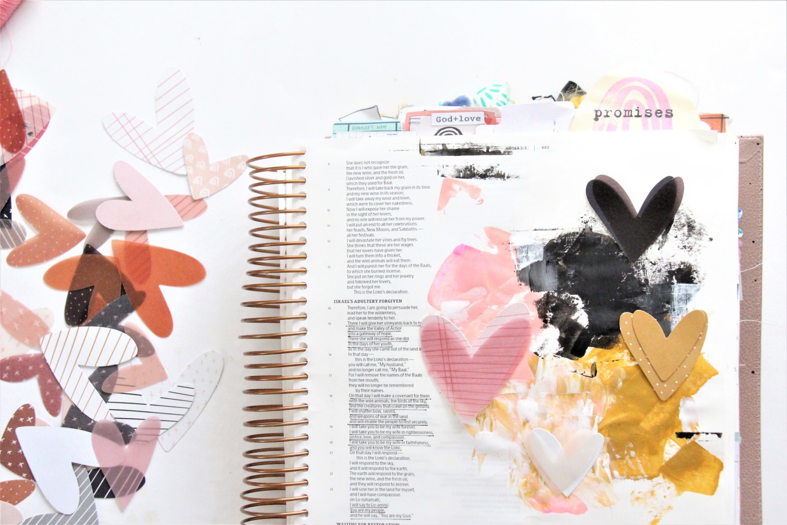 Mixed Media Bible Journaling Tutorial by Bekah aka Simply Bekah | Heart Layers Devotional | Hosea 2