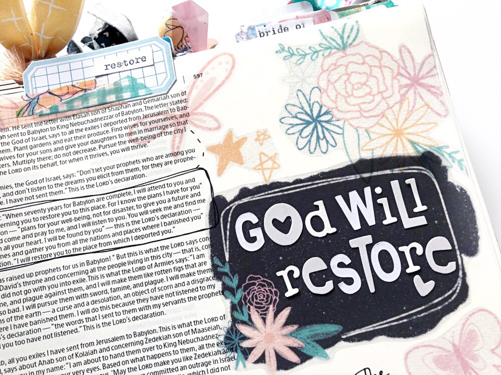 Print and Pray Bible Journaling by Rebecca Jensen using digital printables | God Will Restore | Jeremiah 29
