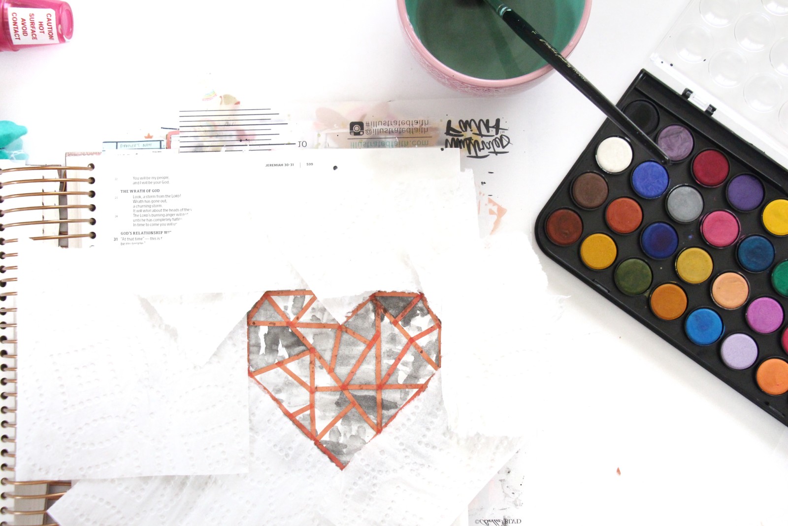 Bible Journaling Watercolor Tutorial by Bekah Lynn aka Simply Bekah | Heart Layers Devotional Kit | The Healing | Jeremiah 17:14