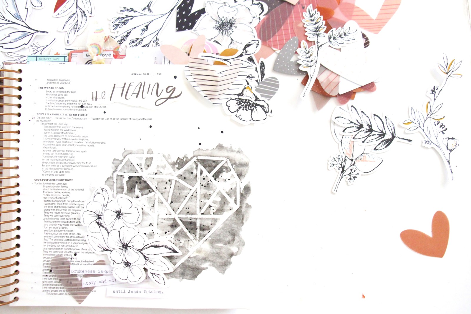 Bible Journaling Watercolor Tutorial by Bekah Lynn aka Simply Bekah | Heart Layers Devotional Kit | The Healing | Jeremiah 17:14