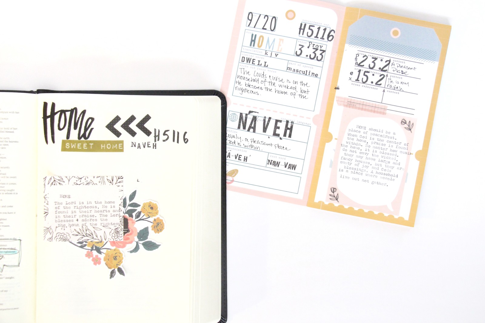 Mixed Media Bible Journaling - mixing the devotional kit with digital printables by Bekah Lynn aka Simply Bekah | Word Nerd Devotional Kit and Print & Pray digital printables | Defining the word HOME