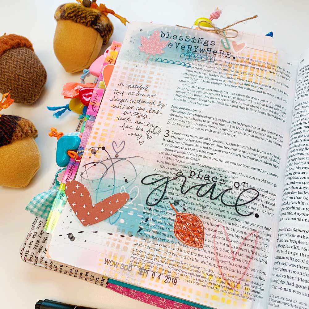 Hybrid Print and Pray Bible Journaling tutorial by Cristin Howell using digital printables | Using Collage Printables | John 3