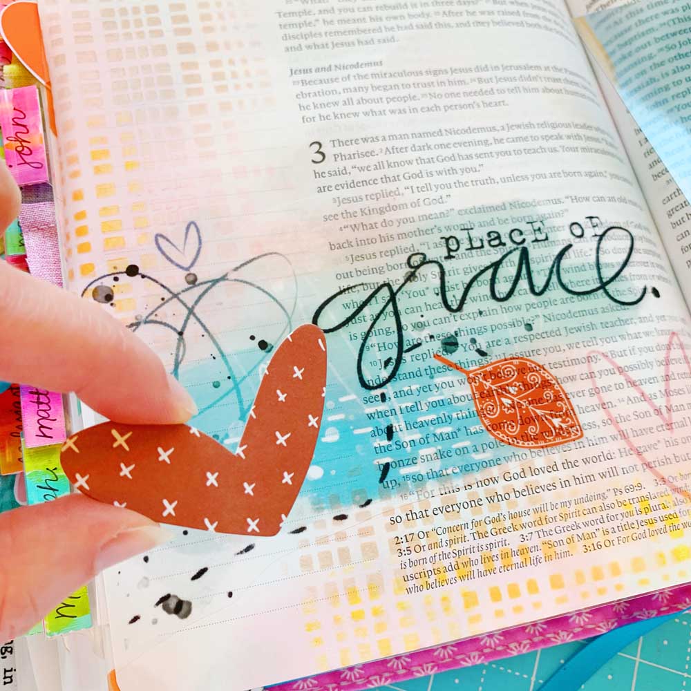 Hybrid Print and Pray Bible Journaling tutorial by Cristin Howell using digital printables | Using Collage Printables | John 3