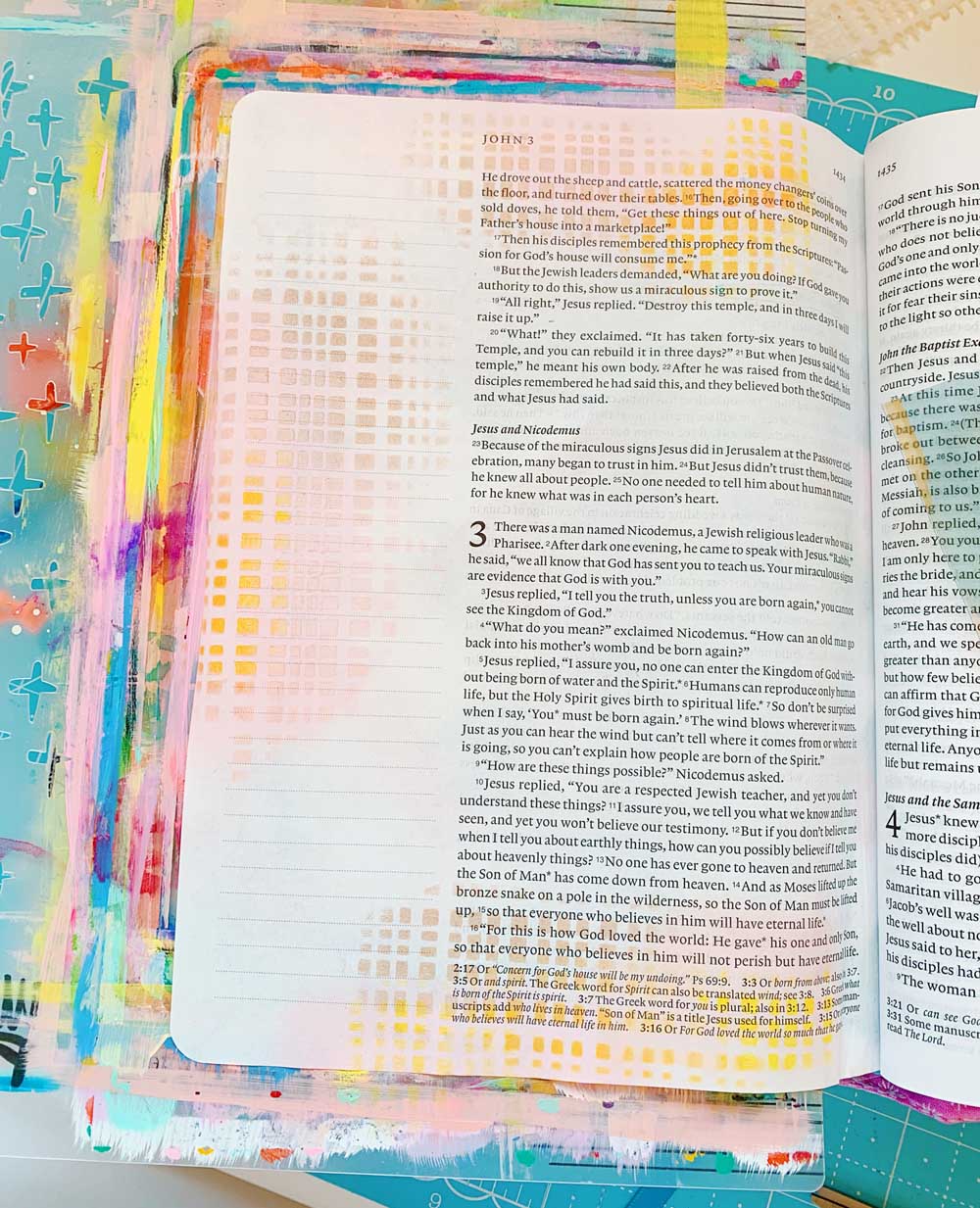 Hybrid Print and Pray Bible Journaling tutorial by Cristin Howell using digital printables | Using Collage Printables | John 3
