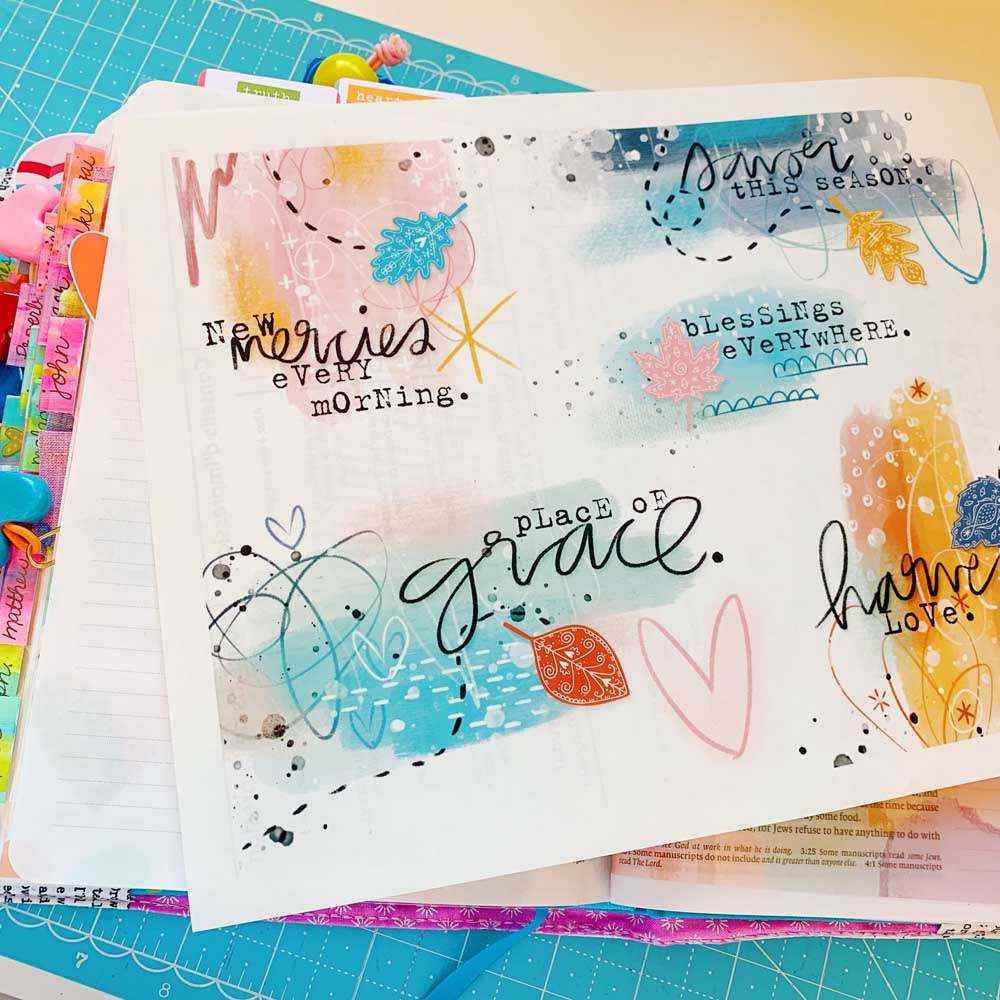 Hybrid Print and Pray Bible Journaling tutorial by Cristin Howell using digital printables | Using Collage Printables | John 3