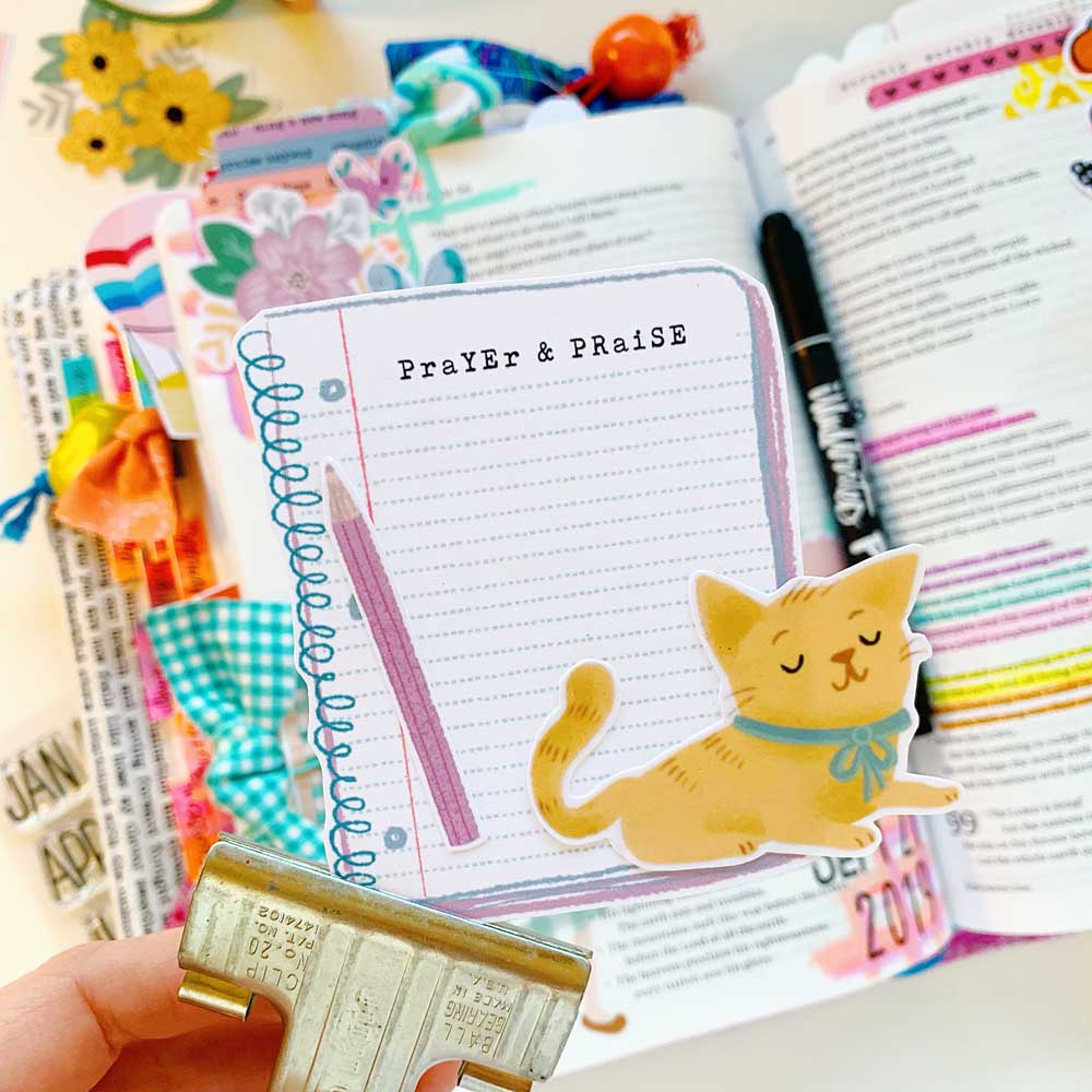 Hybrid Print and Pray Bible Journaling by Cristin Howell using digital printables | Praise Him! | Psalm 96