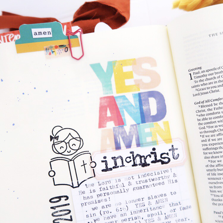 Bible Journaling Process Video by Jillian aka HelloJillsky using digital printables | Tune In: Yes and Amen | 2 Corinthians 1:20