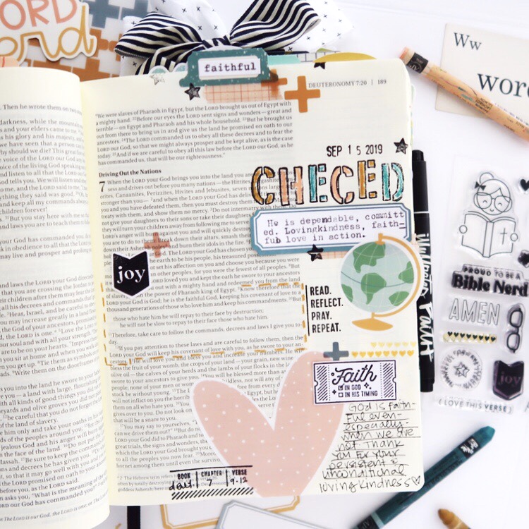 Bible Journaling by Jillian aka Hello Jillsky | Word Nerd Devotional Kit | Deuteronomy 7:9-12