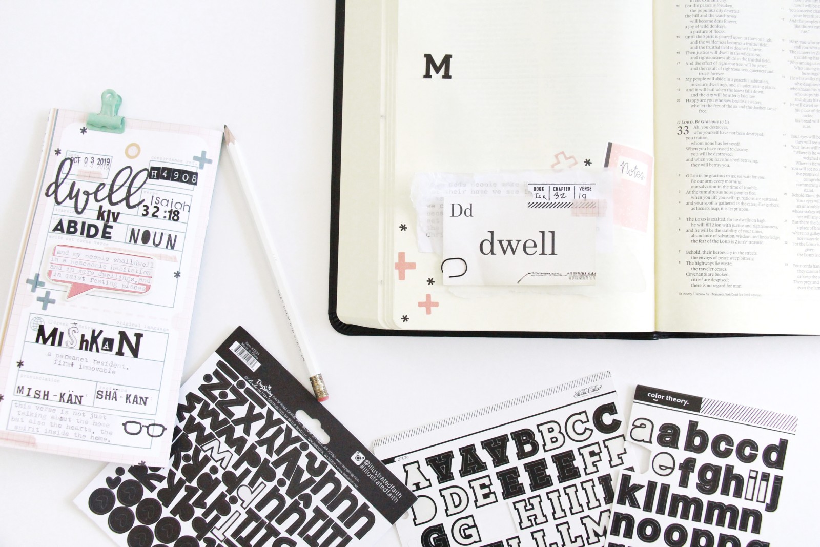 Bible Journaling by Bekah Lynn | Word Nerd Devotional Kit | Defining the word DWELL