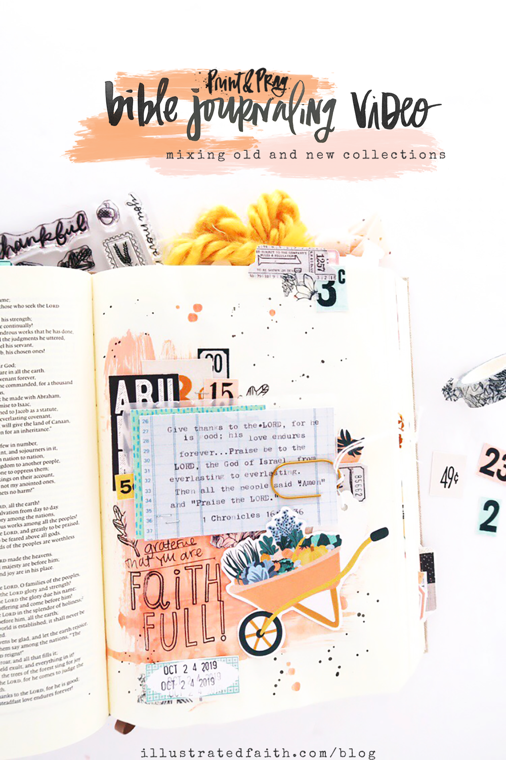 Mixed Media Hybrid Bible Journaling Process Video by Jillian aka Hello Jillsky | Mixing Old and New Print and Pray Collections
