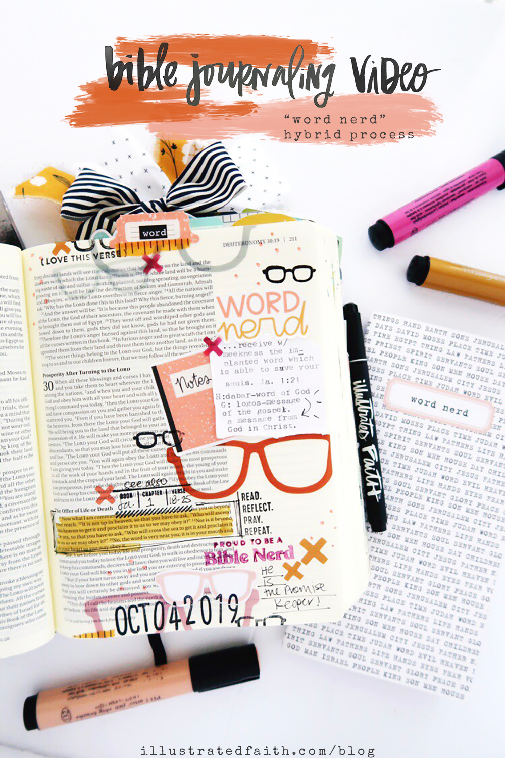 Word Nerd Bible Journaling Process Video by Jillian aka Hello Jillsky | Word | Deuteronomy 30:14