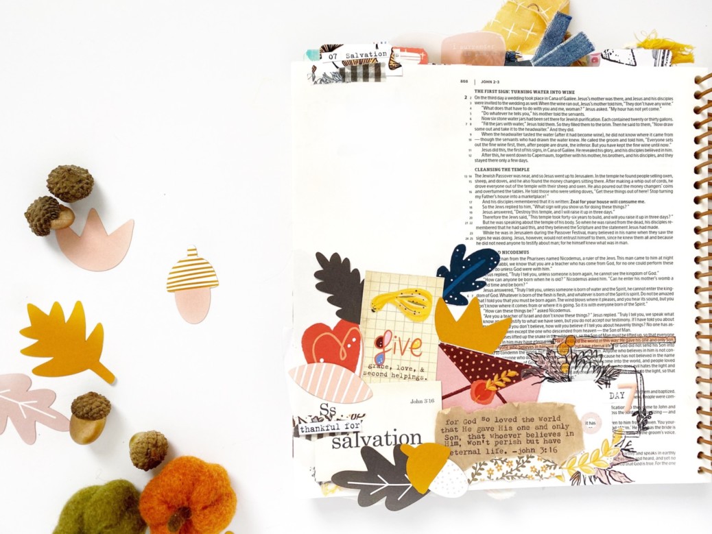 Print and Pray Bible Journaling by Becca Jensen using digital printables | Gratitude Documented: Day 7 | Salvation [John 3:16]