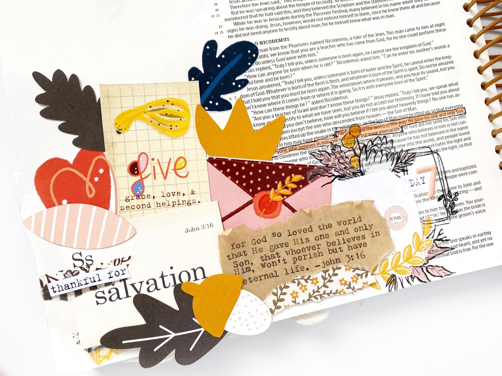 Print and Pray Bible Journaling by Becca Jensen using digital printables | Gratitude Documented: Day 7 | Salvation [John 3:16]