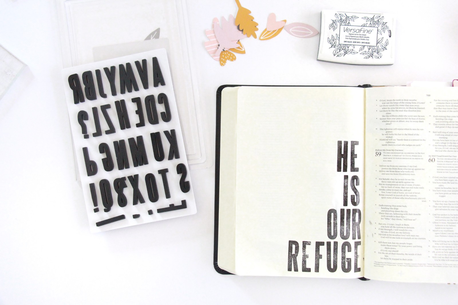 Gratitude Documented Day 6 Step by Step Process Tutorial by Bekah Lynn aka Simply Bekah | Refuge [Psalm 62:5-8]