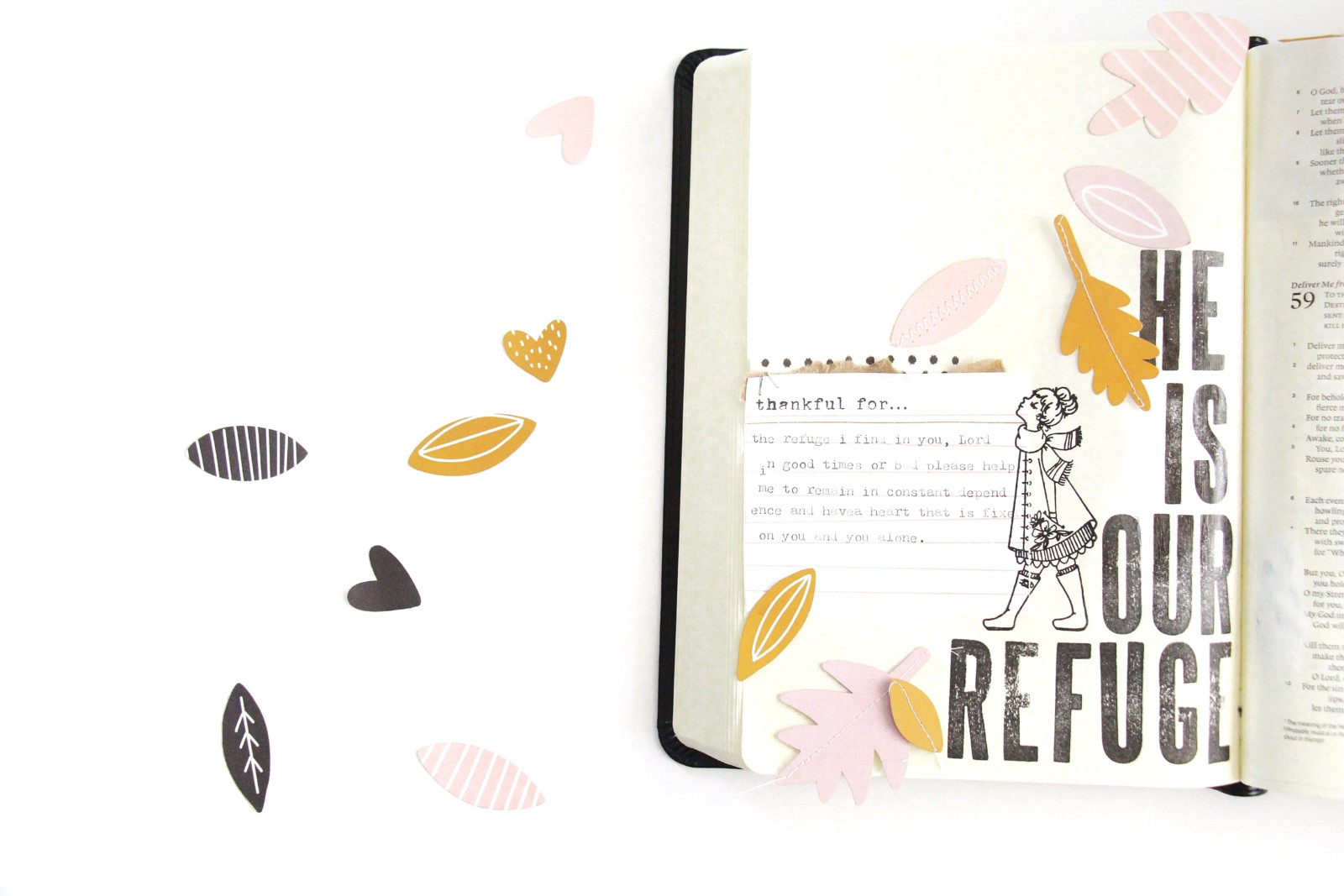 Gratitude Documented Day 6 Step by Step Process Tutorial by Bekah Lynn aka Simply Bekah | Refuge [Psalm 62:5-8]