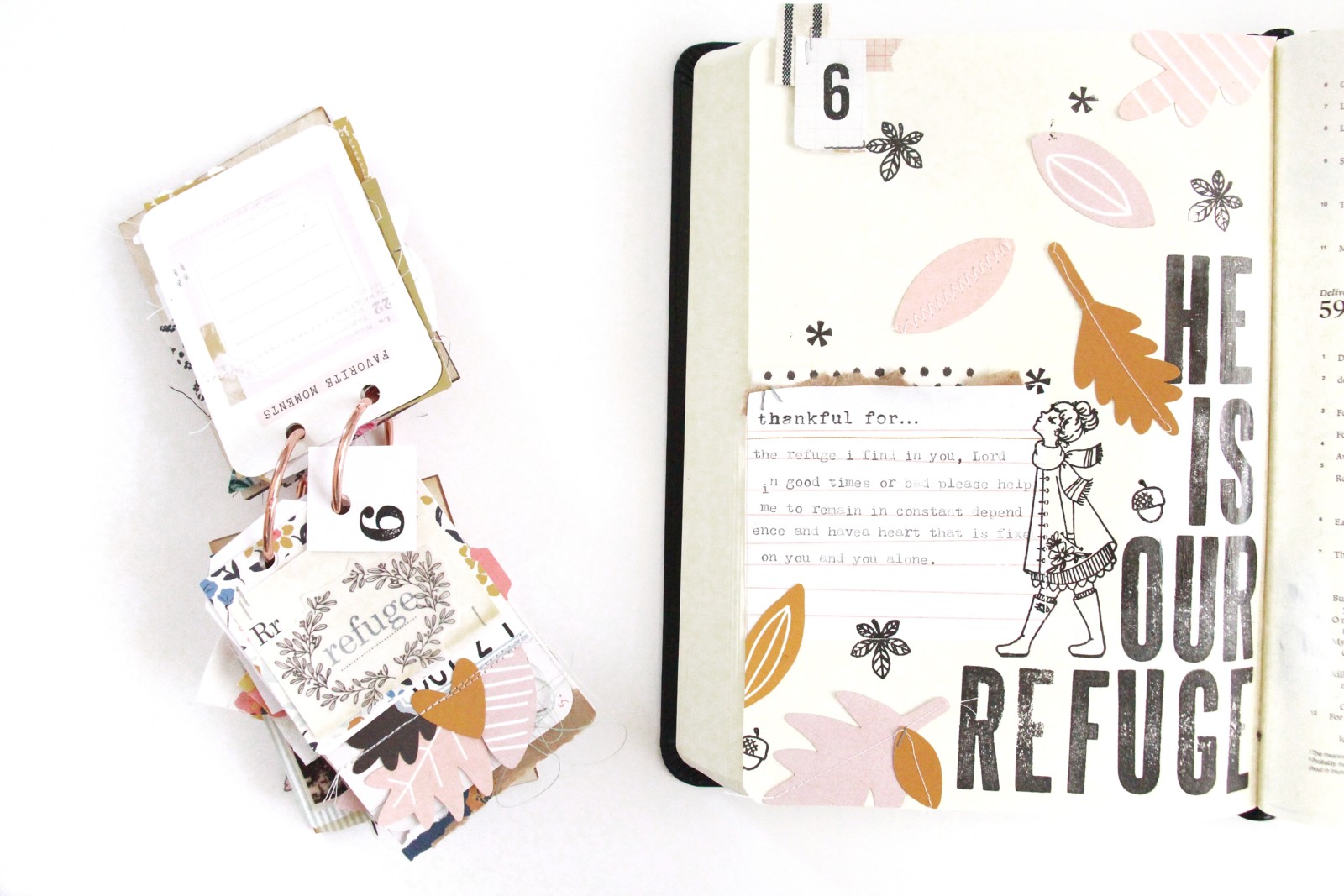 Gratitude Documented Day 6 Step by Step Process Tutorial by Bekah Lynn aka Simply Bekah | Refuge [Psalm 62:5-8]