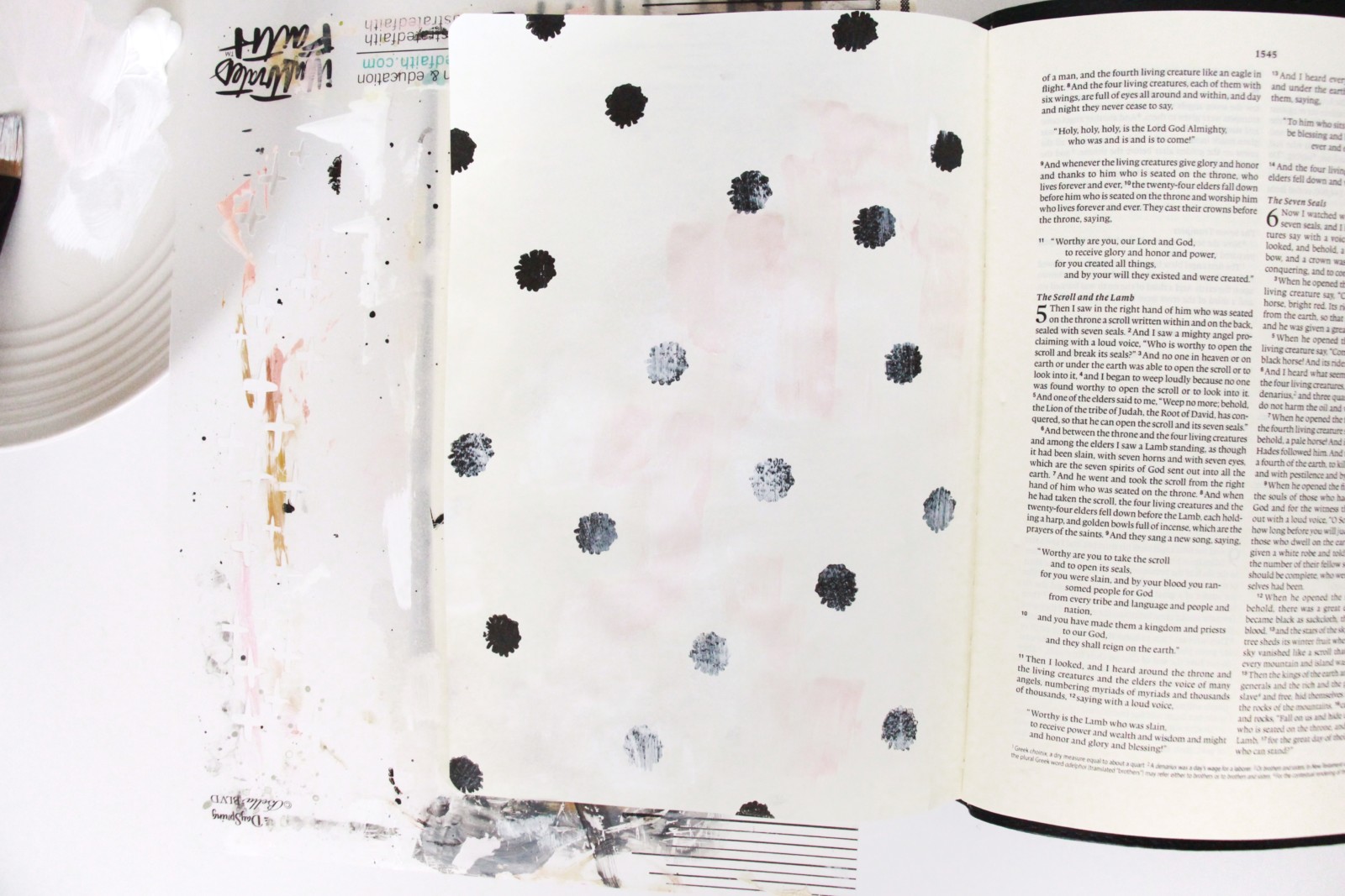 Gratitude Documented Step by Step Bible Journaling Tutorial layering paper pieces by Bekah Lynn – A NEW SONG – Revelation 5:9