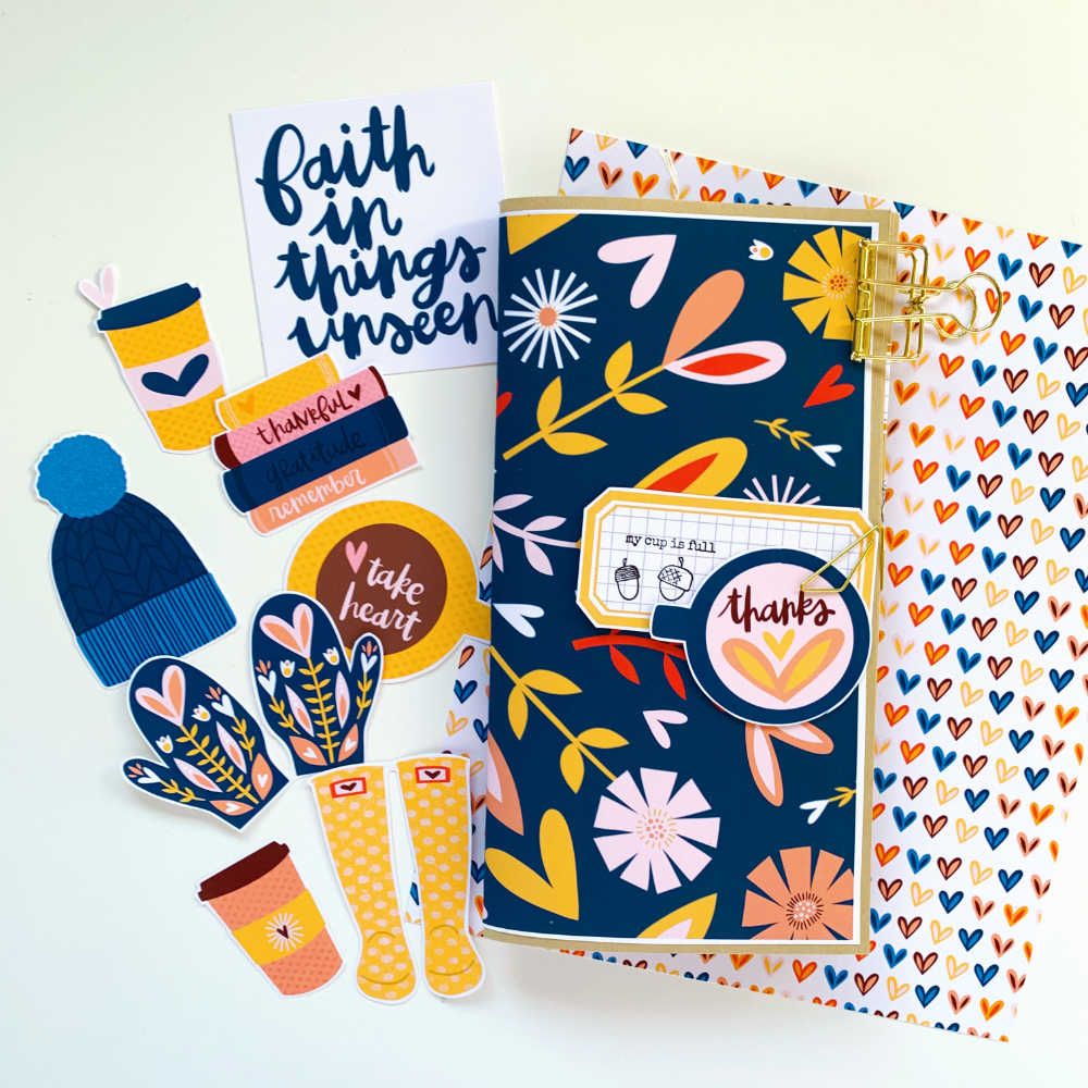 Gratitude Documented Print and Pray Hybrid Traveler's Notebook Journaling by Cristin Howell using digital printables | Day 12: Scripture | John 1:1