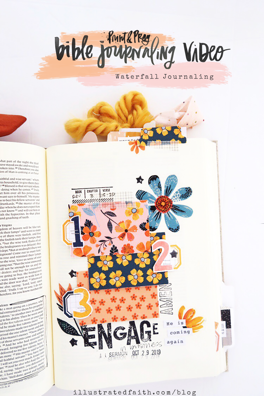 Print and Pray Bible Journaling Process Video by Jillian aka Hello Jillsky using digital printables | Waterfall Journaling | Matthew 25:14-30