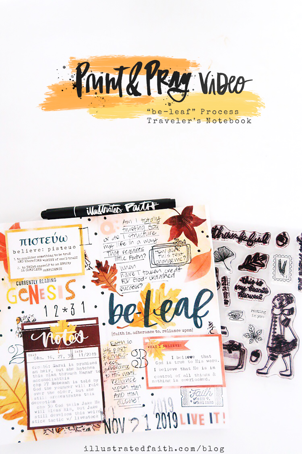 Print and Pray Shop Traveler's Notebook Process Video by Jillian aka Hello Jillsky using digital printables | BeLeaf
