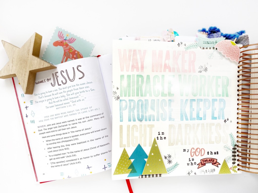 Print and Pray Bible Journaling + Wonder of Christmas by Becca Jensen using digital printables | Names of Jesus | Day 5