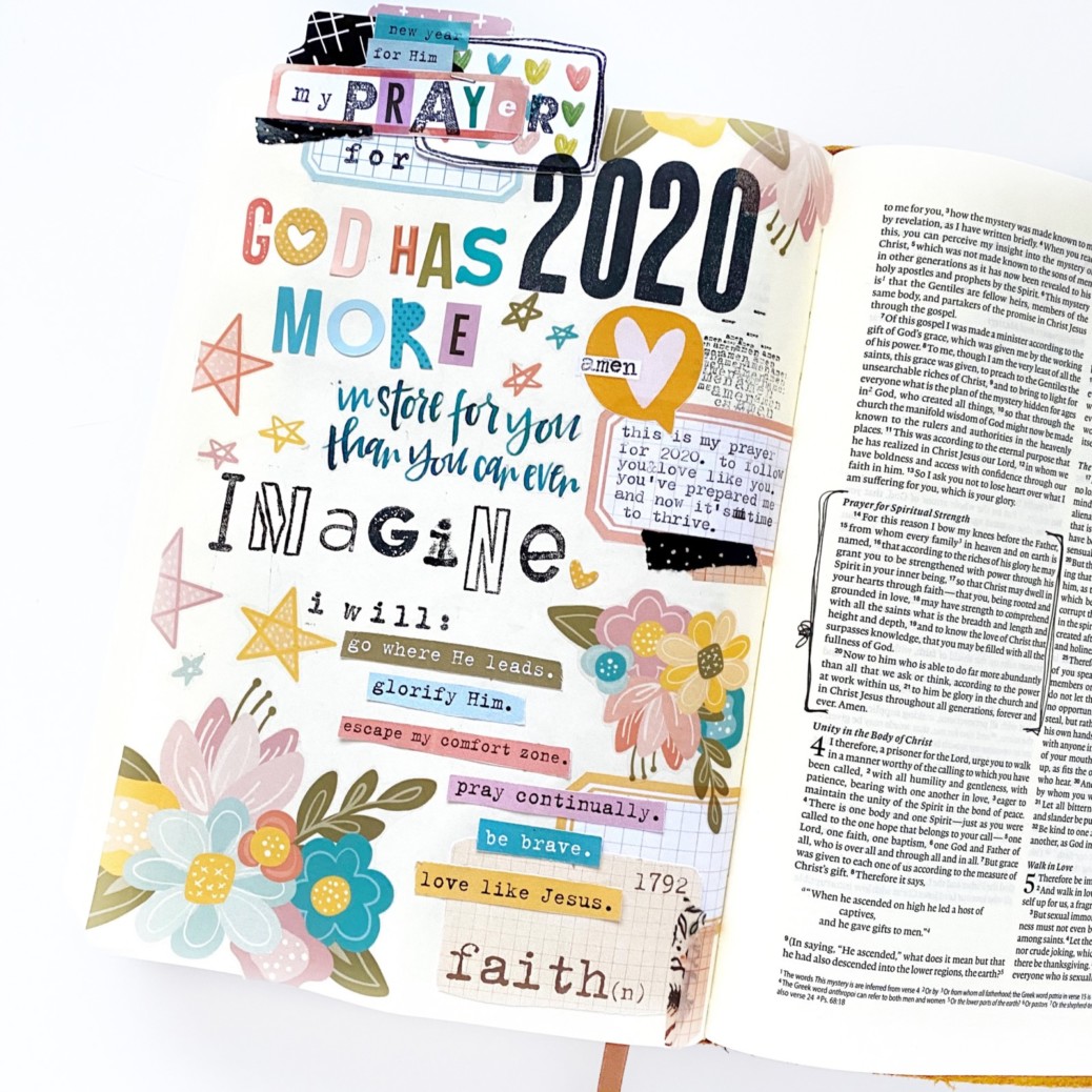 Print and Pray Bible Journaling by Becca Jensen using digital printables | My Prayer for 2020