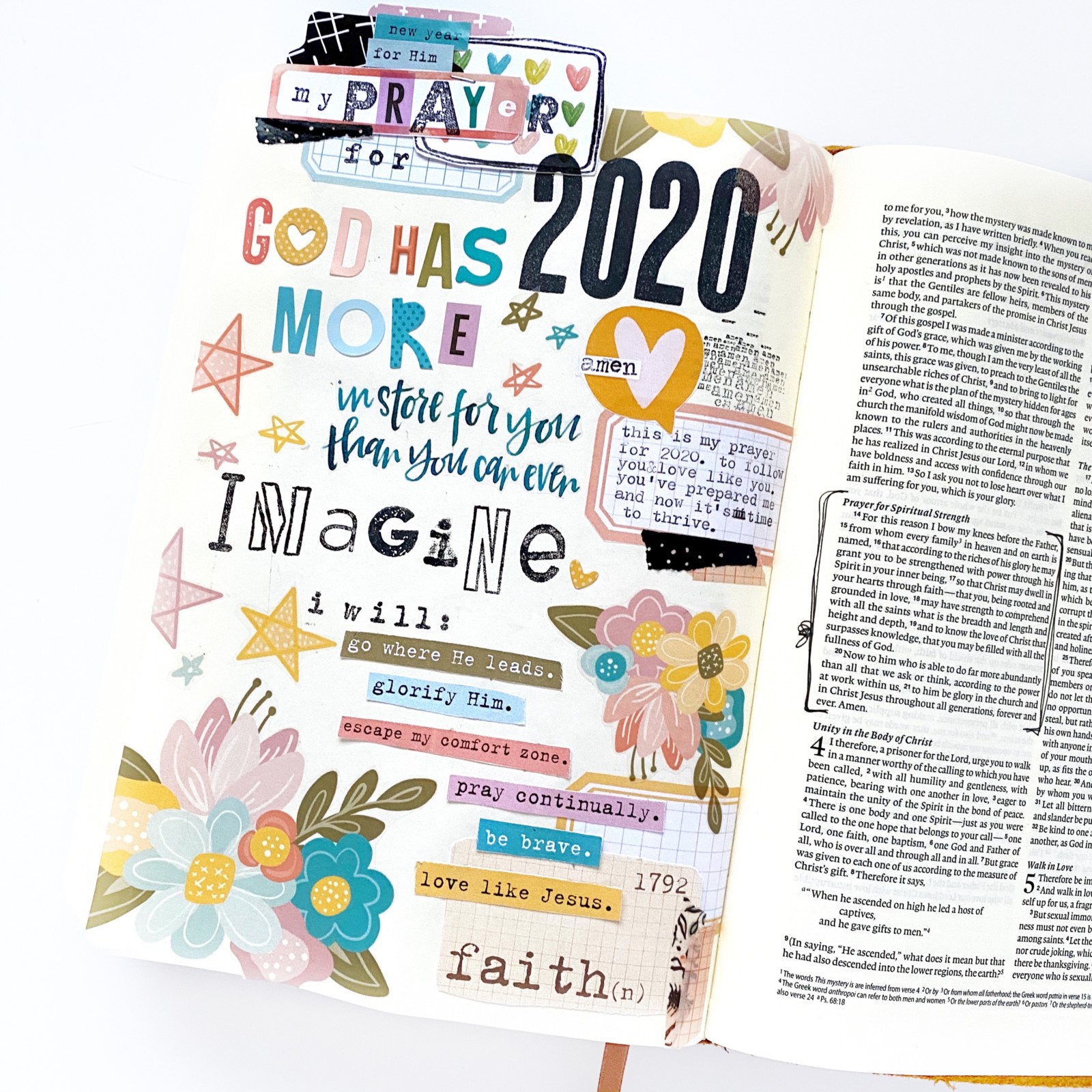 Print and Pray Bible Journaling by Becca Jensen using digital printables | My Prayer for 2020
