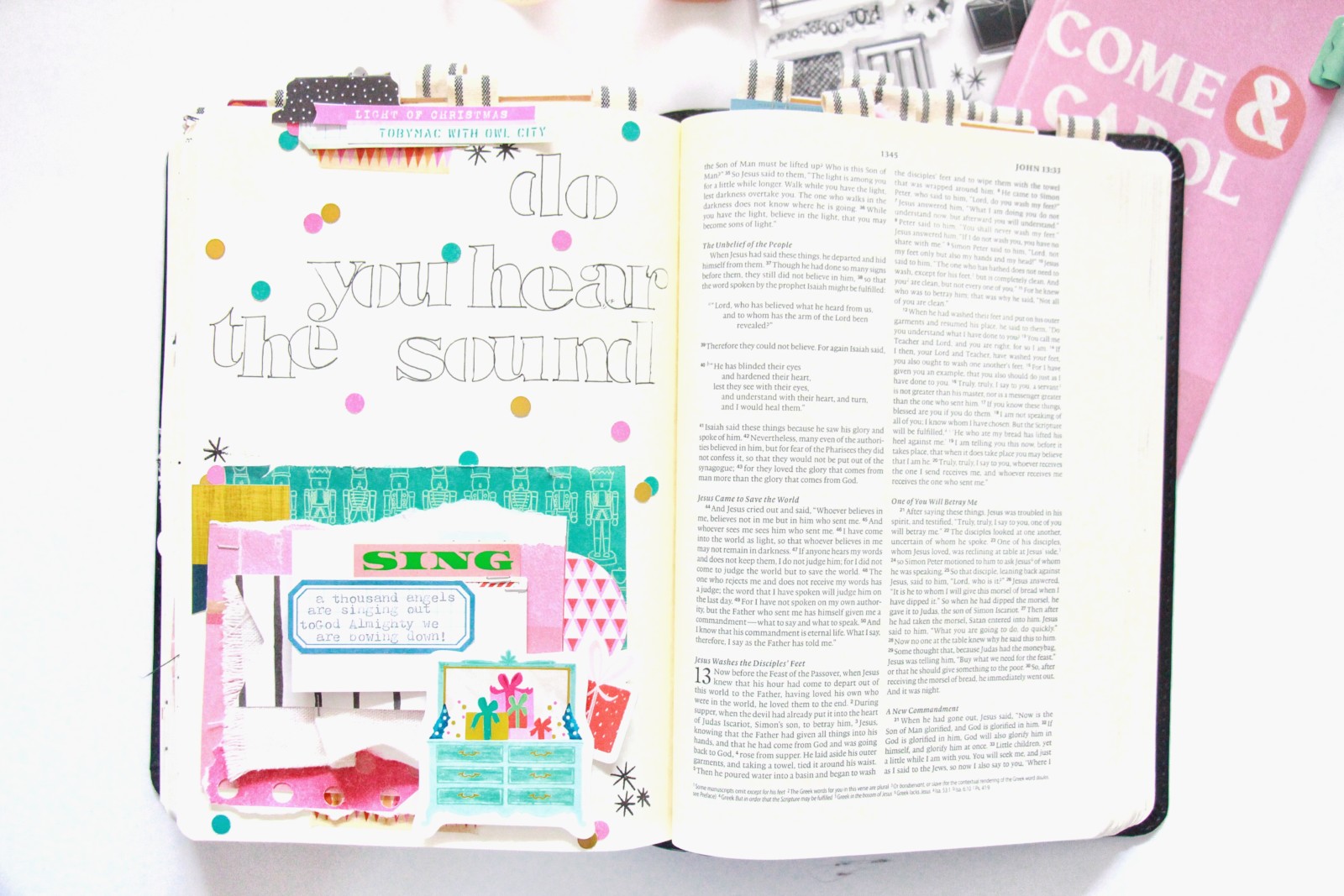 Come and Carol Advent Bible Journaling by Bekah Lynn aka SimplyBekah | Day 18 | Do You Hear The Sound